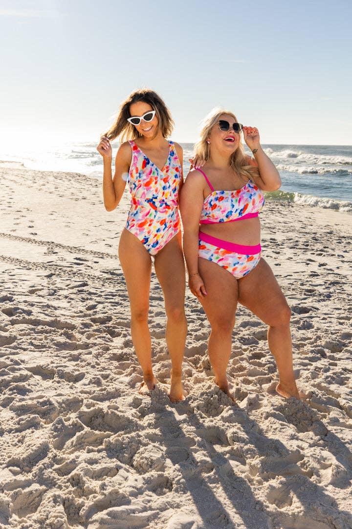 GRACE+EMMA by Southern Grace - Abstract Multi Colorful Two-piece Swimwear Set: Multi / X-Large