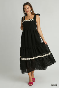 Black / Checkered Organza Maxi Dress