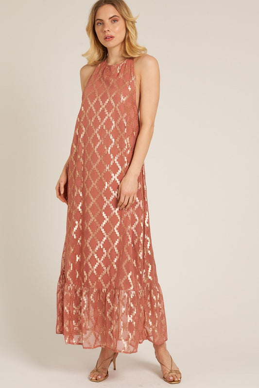 Halter Neck Maxi Dress with Lurex Detail