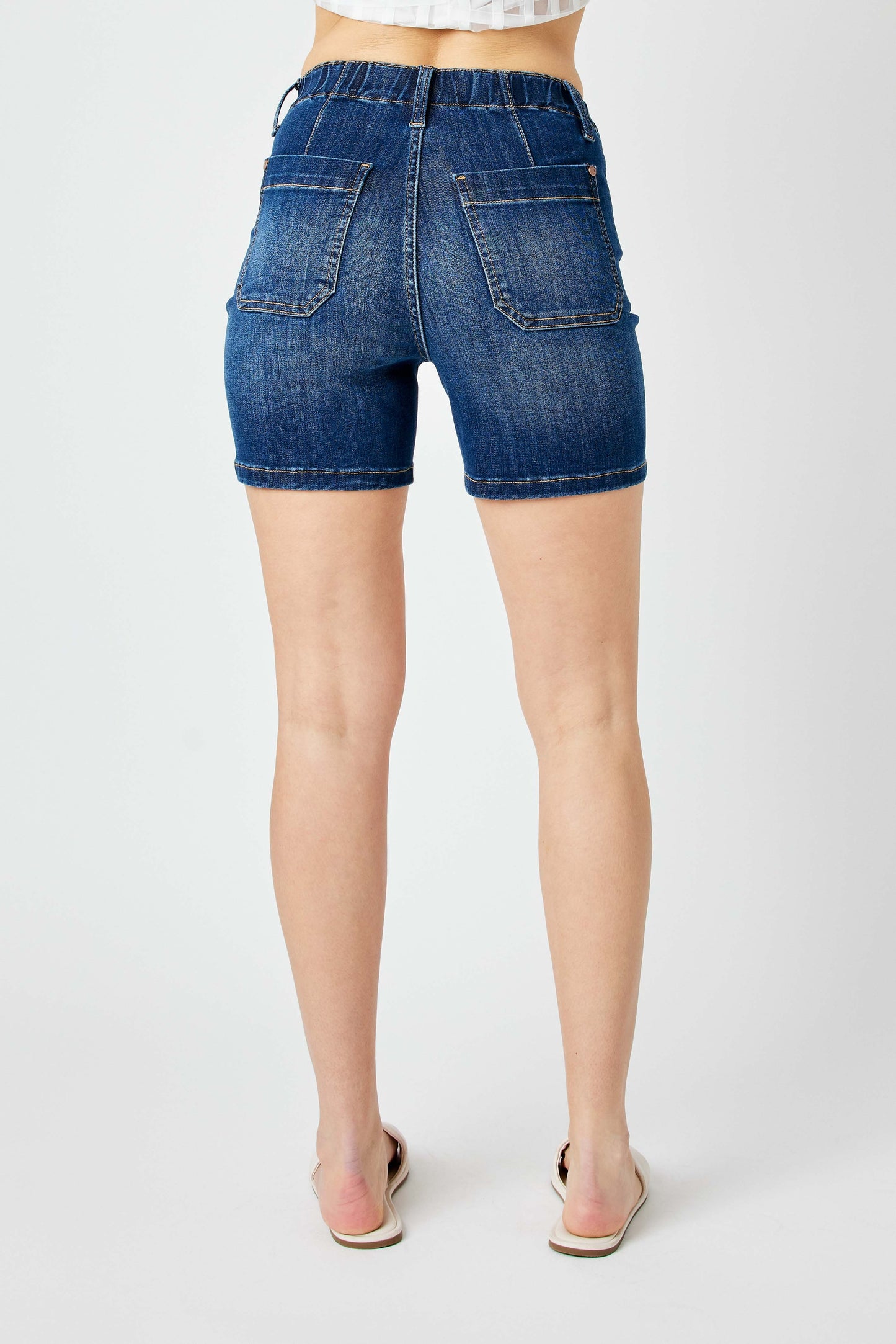 Judy Blue Elastic Waist MId Length Shorts