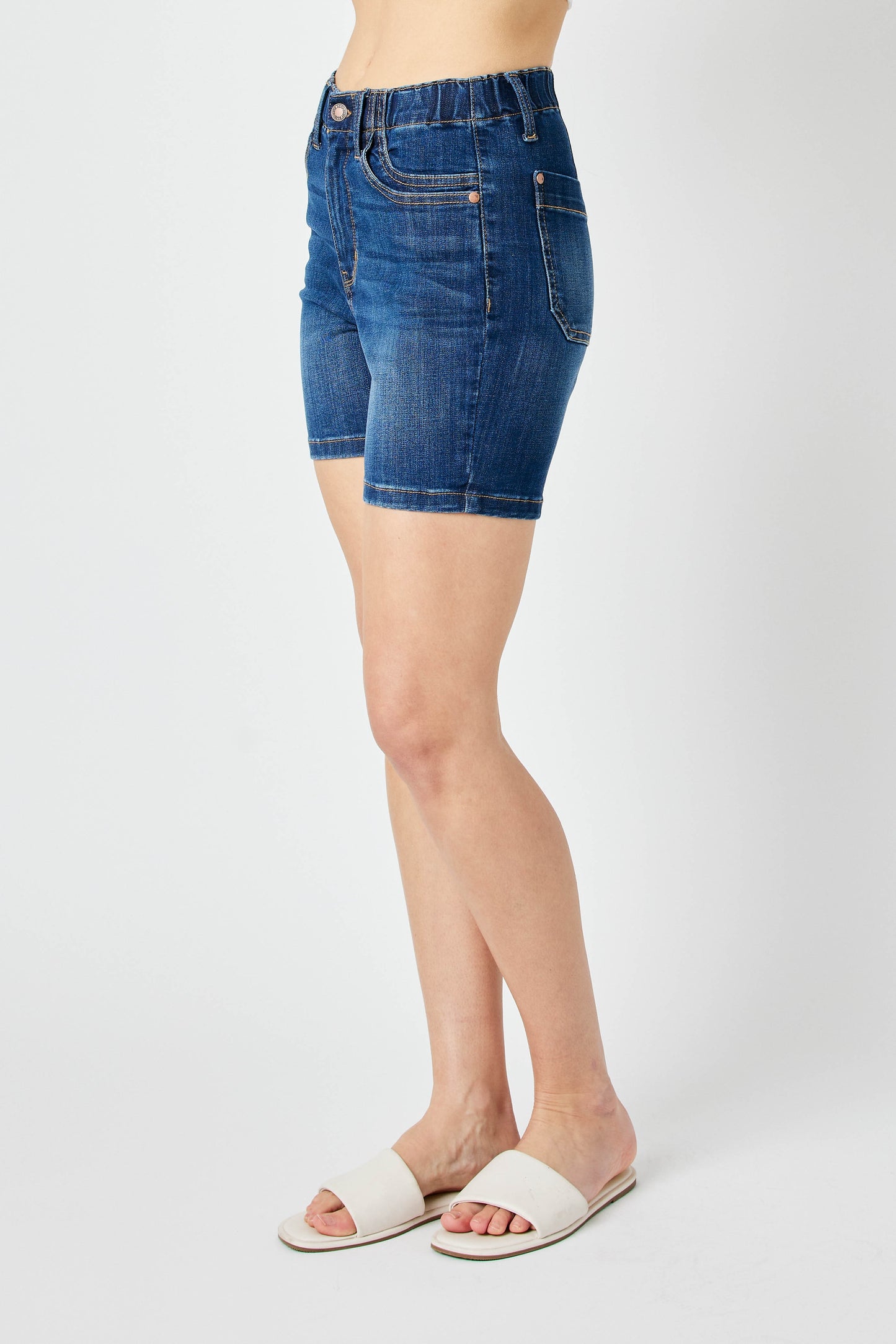 Judy Blue Elastic Waist MId Length Shorts