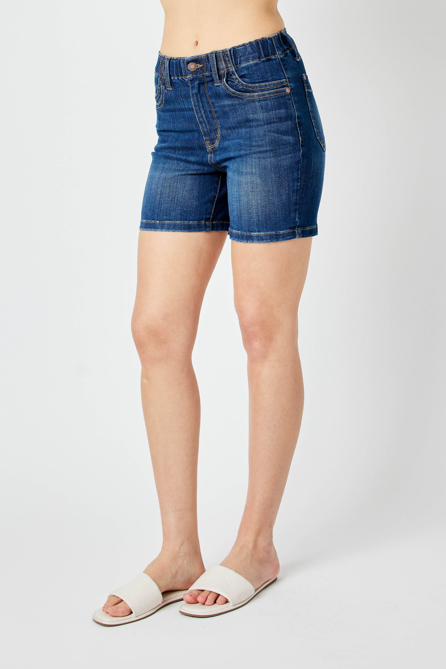 Judy Blue Elastic Waist MId Length Shorts