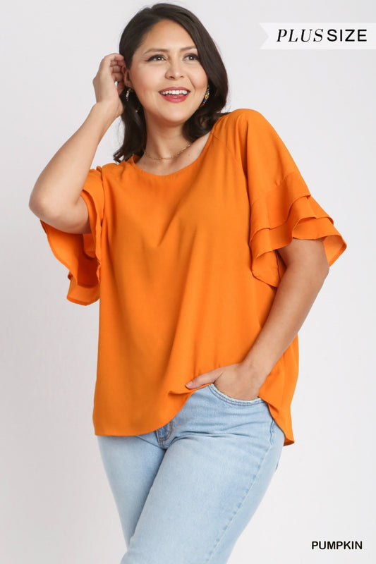 Pumpkin / Ruffle Sleeve Top