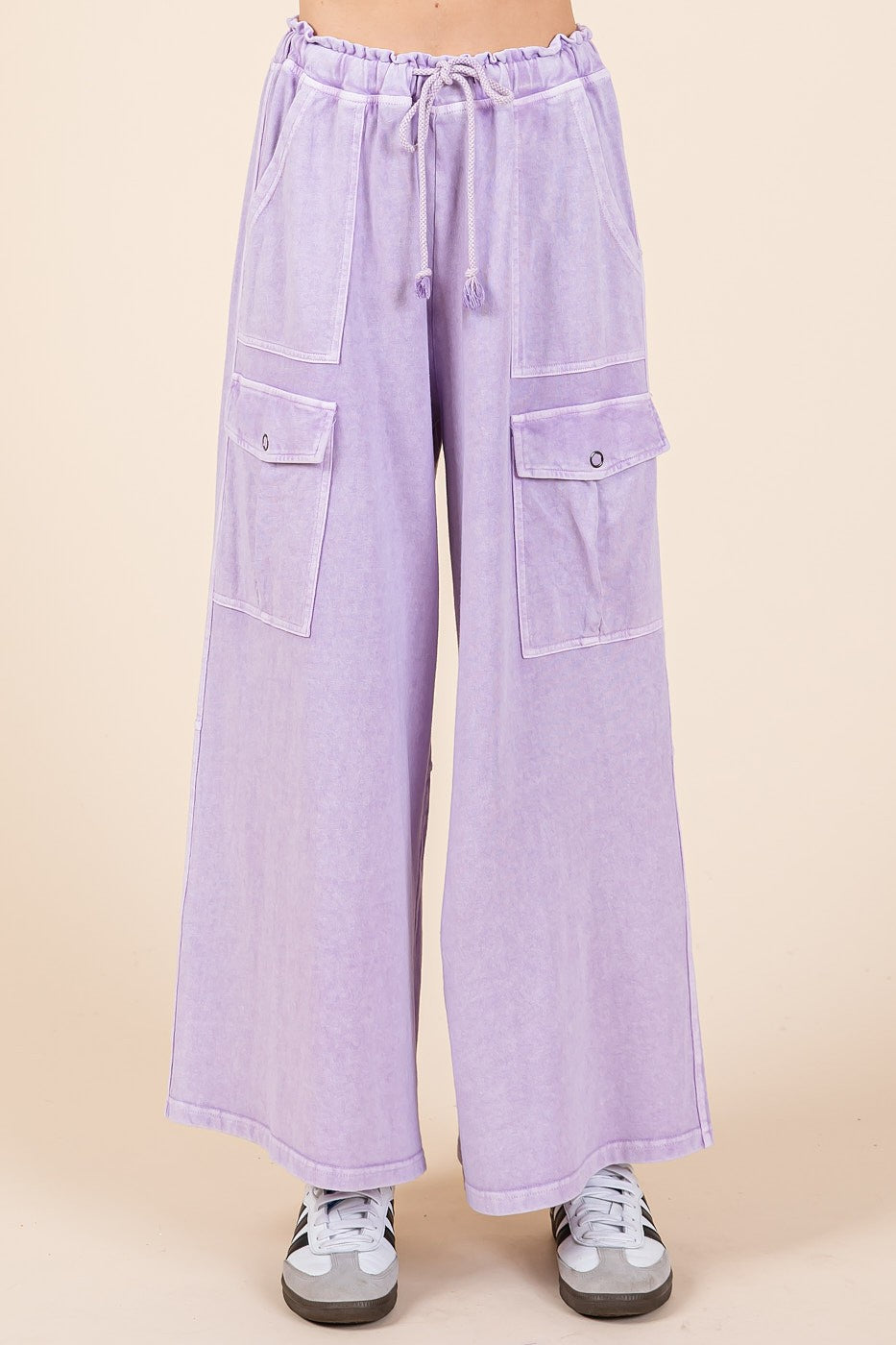 French Terry Cargo Wide Leg Pants