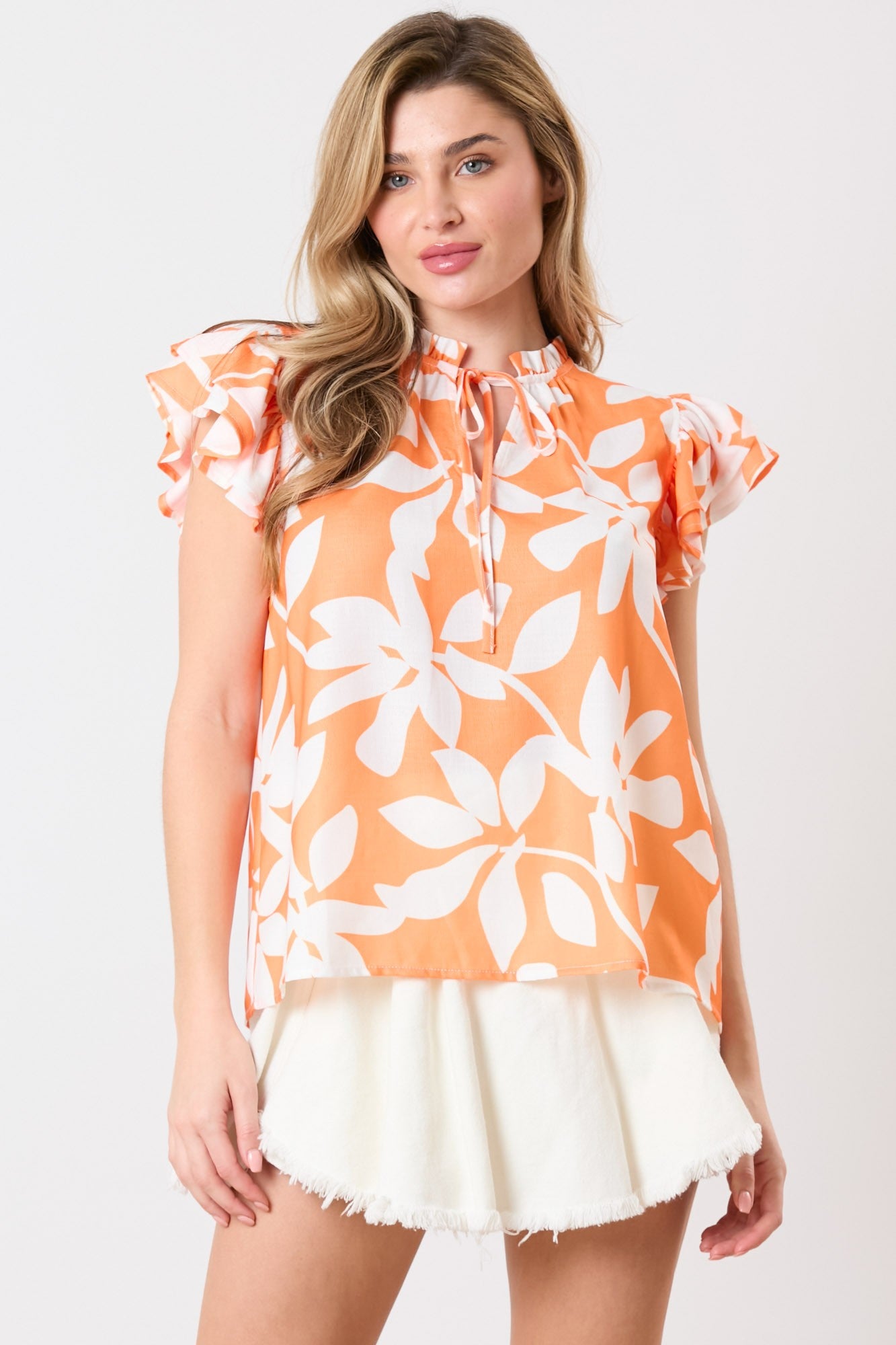 Linen Floral Printed Top