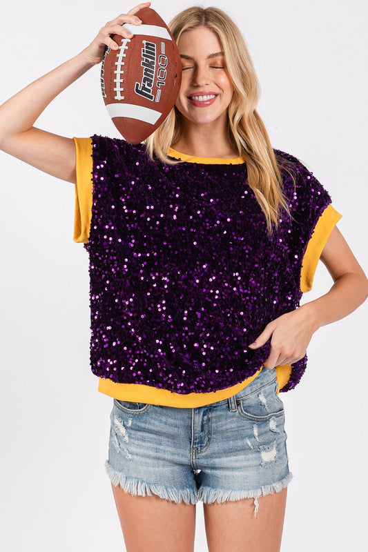 Game Day Sequin Varsity Sleeveless Top