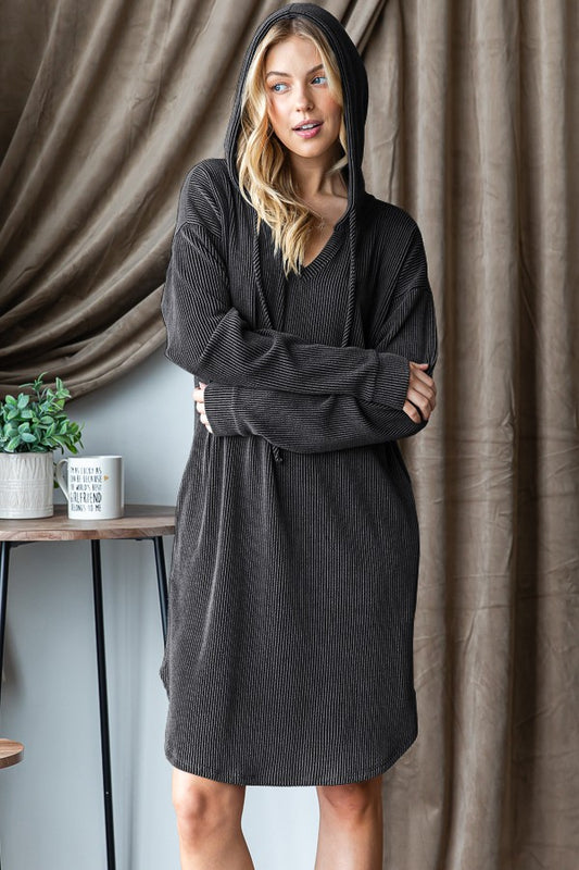 Charcoal / Urban Ribbed Hoodie Dress