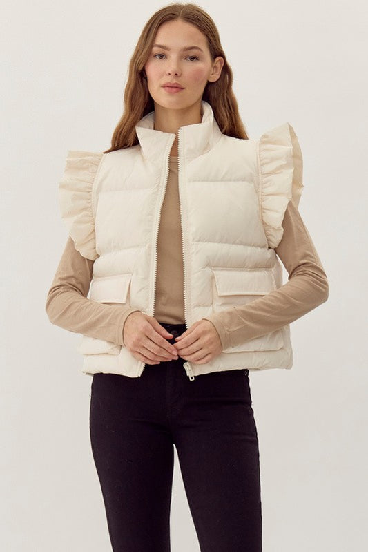 Solid Puffer Vest with Pockets