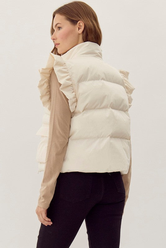 Solid Puffer Vest with Pockets