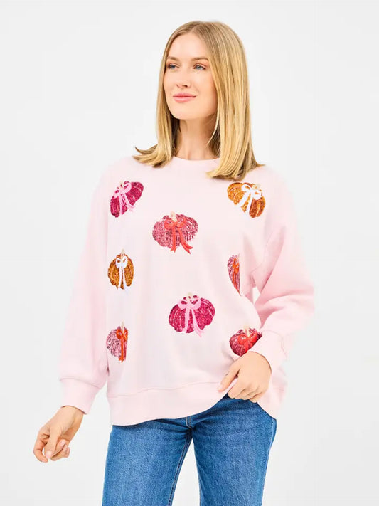 Mary Square Sarah Sweatshirt - Pumpkin Bows Youth