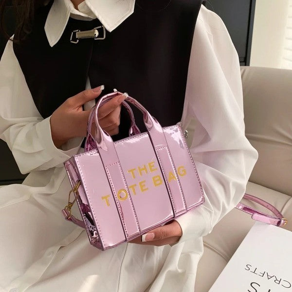 Small Patent Leather Tote Bag for Women