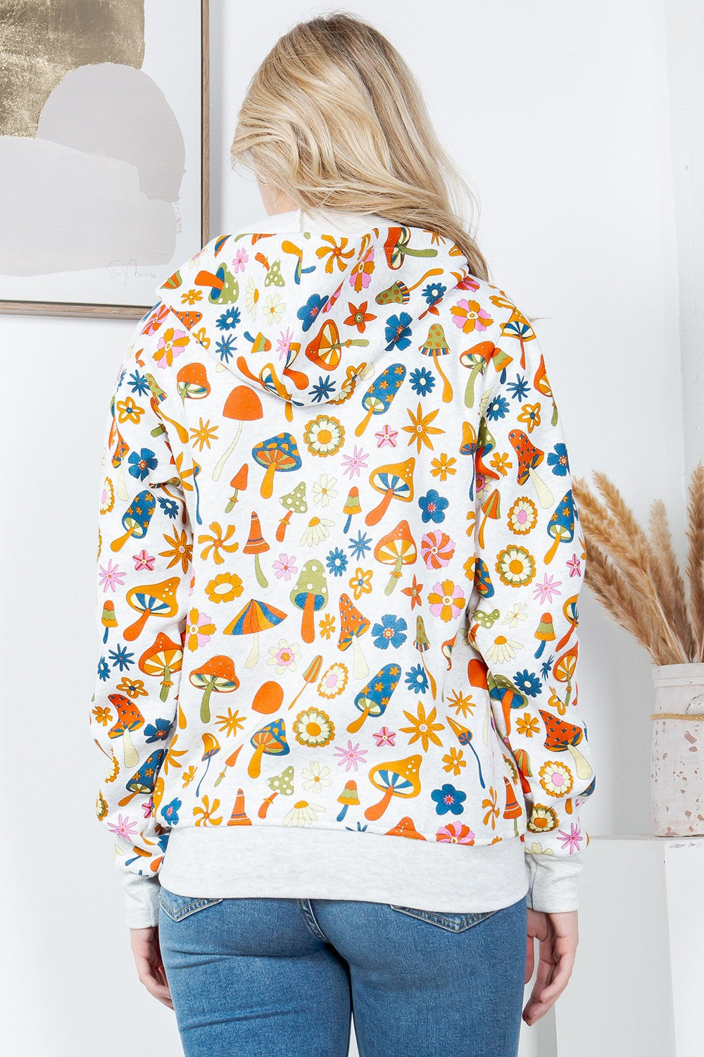 Hippie Mushroom Fleece Zipper Hoodie