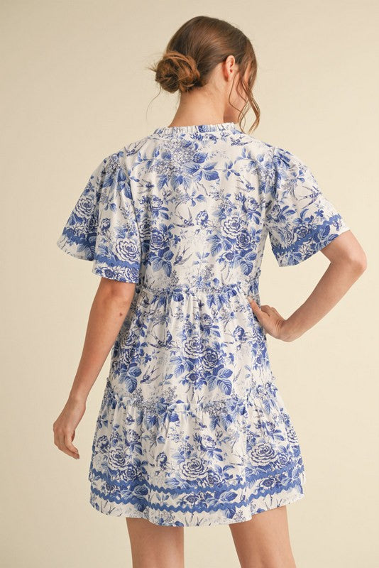 Print Baby Doll Dress With Pockets
