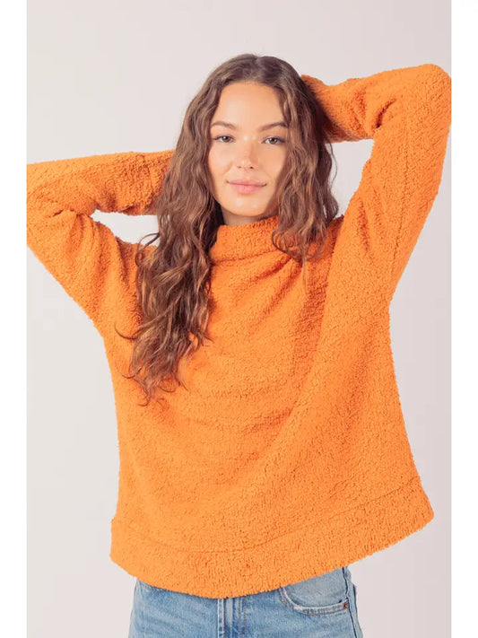 Fuzzy Soft Textured Cozy Solid Knit Top