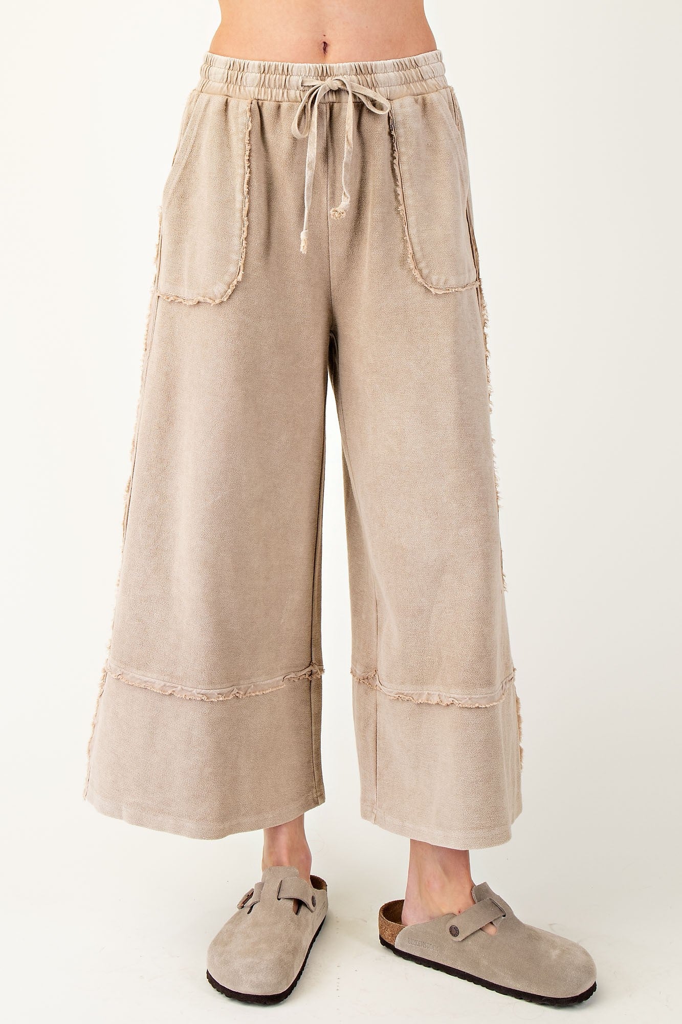 Plus Size-wide Legs Terry Knit Palazzo Pants