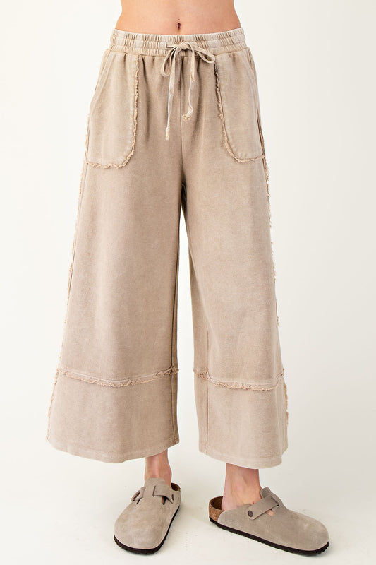 Plus Size-wide Legs Terry Knit Palazzo Pants