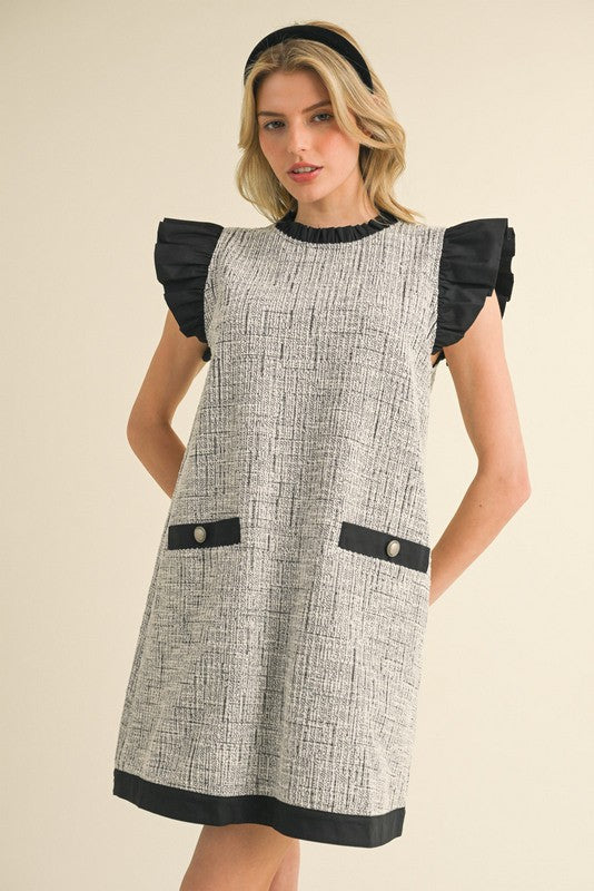 Tweed Shift Dress with Pockets