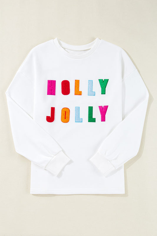 Chenille Holly Jolly Graphic Long Sleeve Top