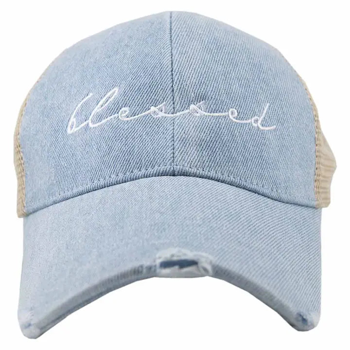 Blessed (Cursive) Denim Trucker Hat