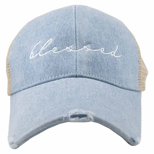 Blessed (Cursive) Denim Trucker Hat