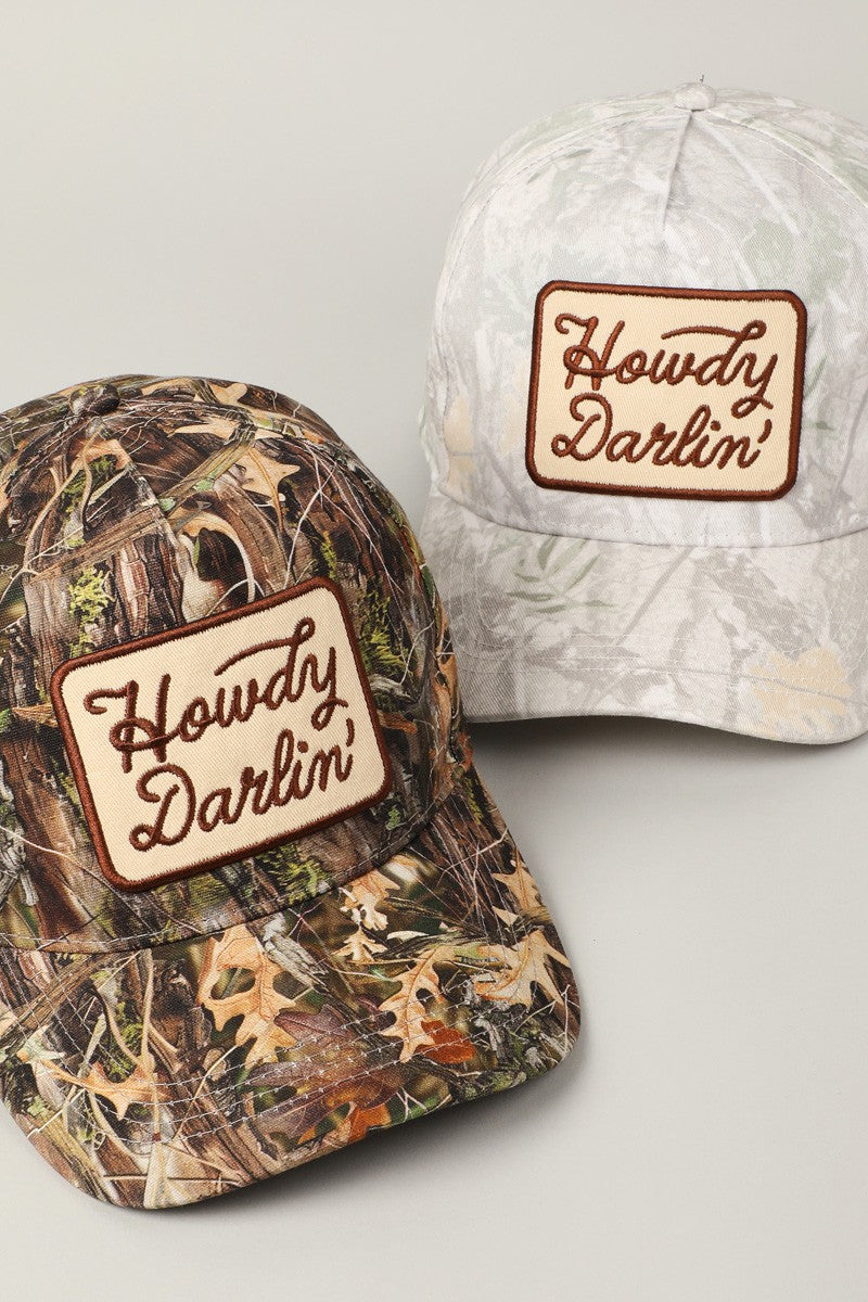 Howdy Darlin' Embroidery Patch Camo Trucker Hat