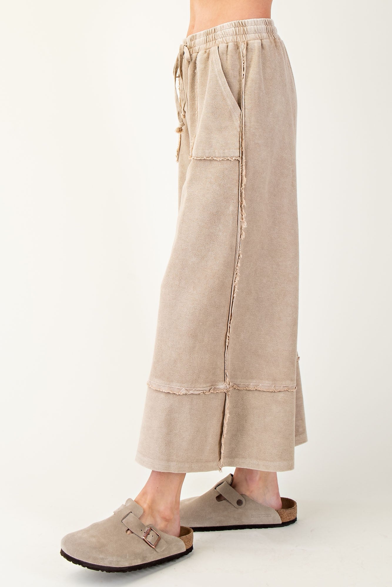 Plus Size-wide Legs Terry Knit Palazzo Pants