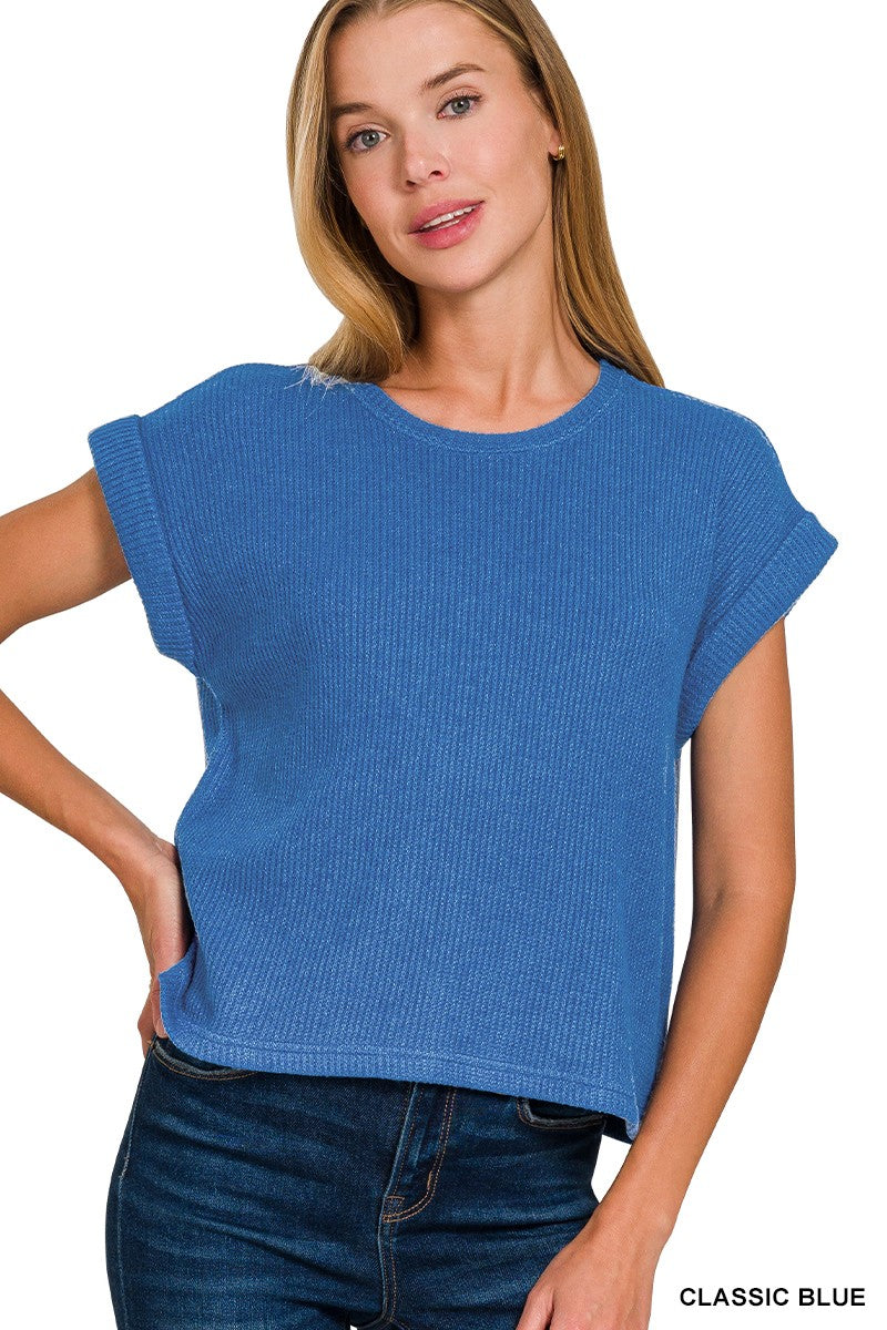 Short Sleeve Crew Neck Sweater