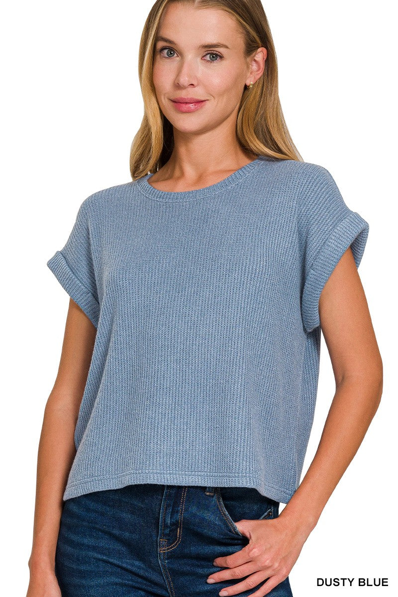 Short Sleeve Crew Neck Sweater