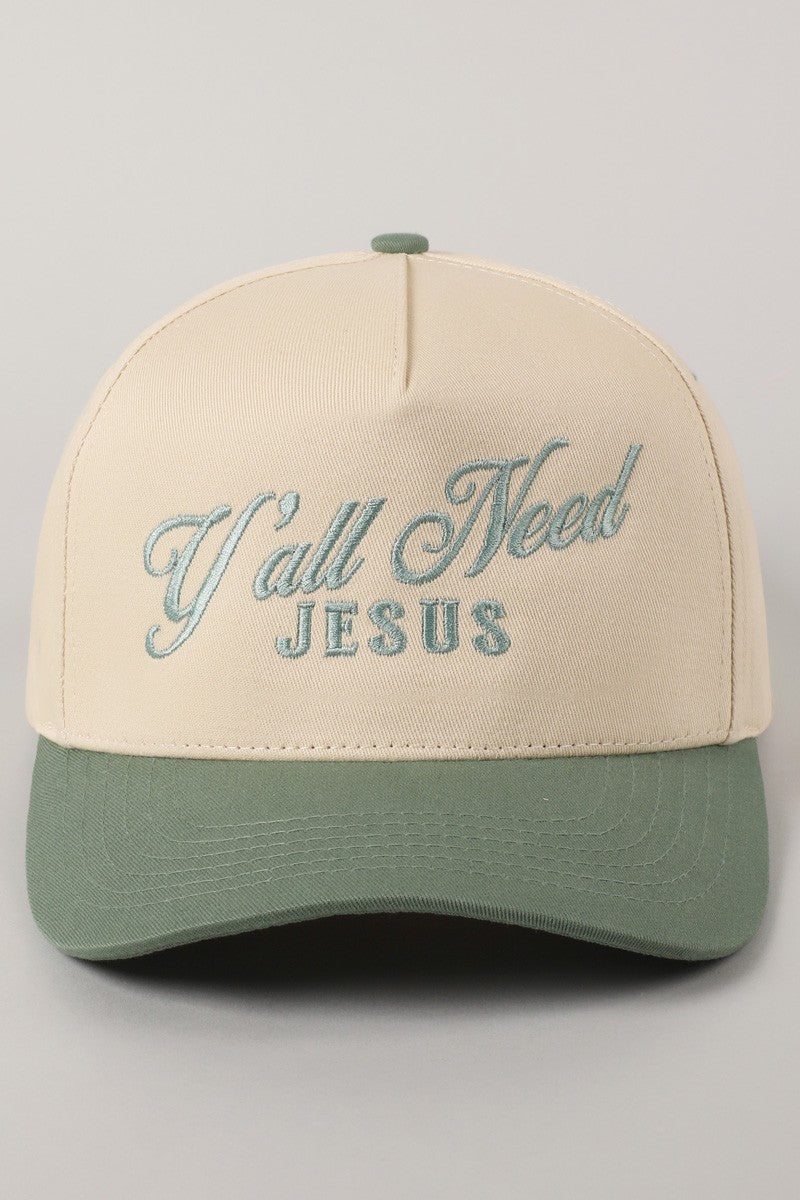 Y'all Need Jesus Lettering Embroidered Trucker Hat