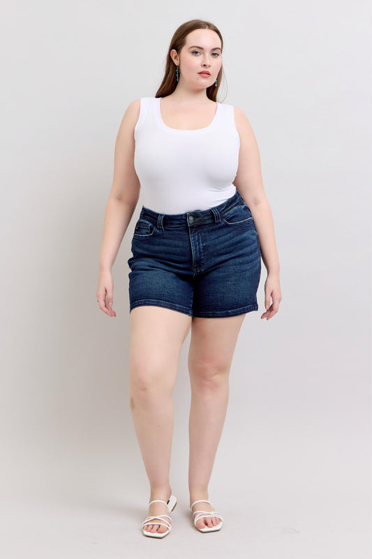 Judy Blue HW Back Flap Pocket Shorts Plus