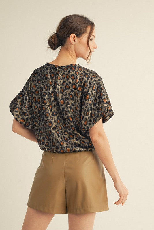 Metallic Leopard Crop Top