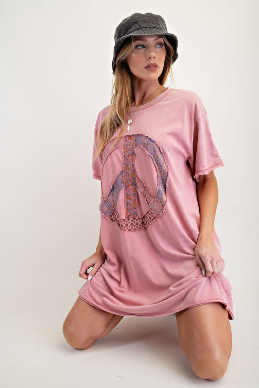 Peace Patch Washed Cotton Jersey Tunic Dress