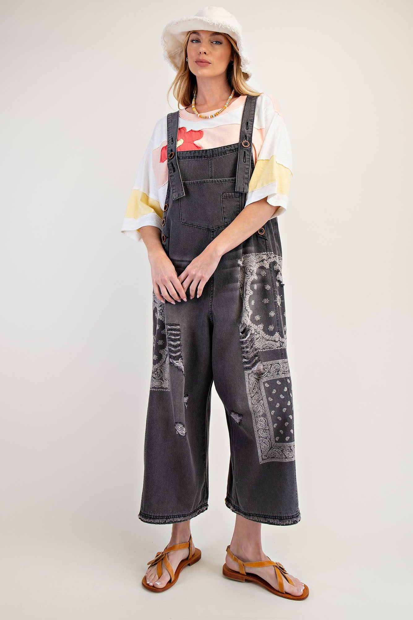 Washed Denim Loose Fit Overalls/jumpsuit Pants