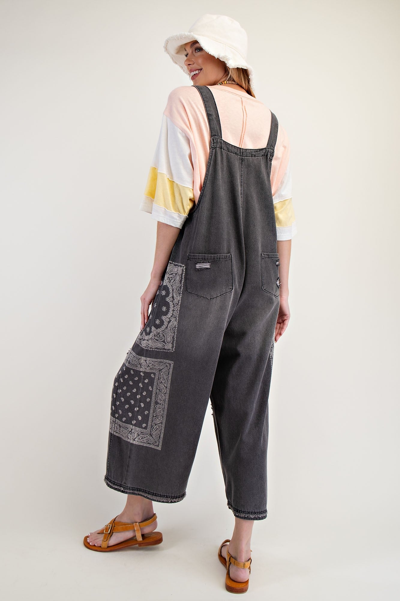 Washed Denim Loose Fit Overalls/jumpsuit Pants