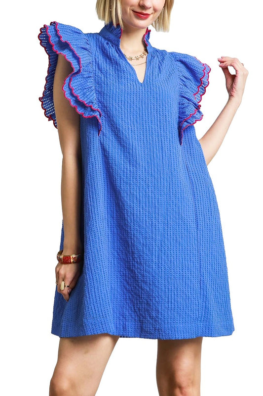 ORGANZA FLUTTER SLEEVE MINI DRESS