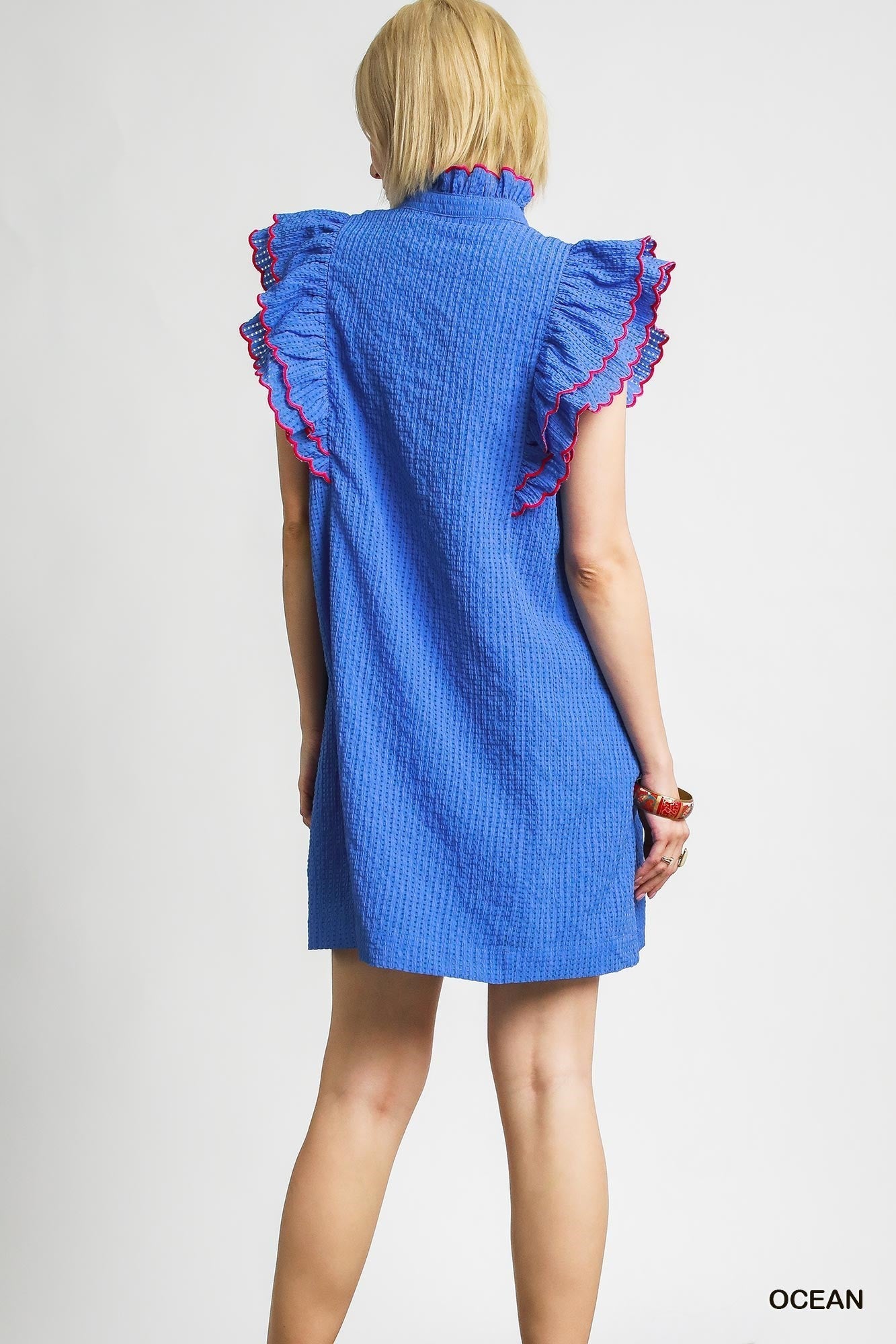 ORGANZA FLUTTER SLEEVE MINI DRESS