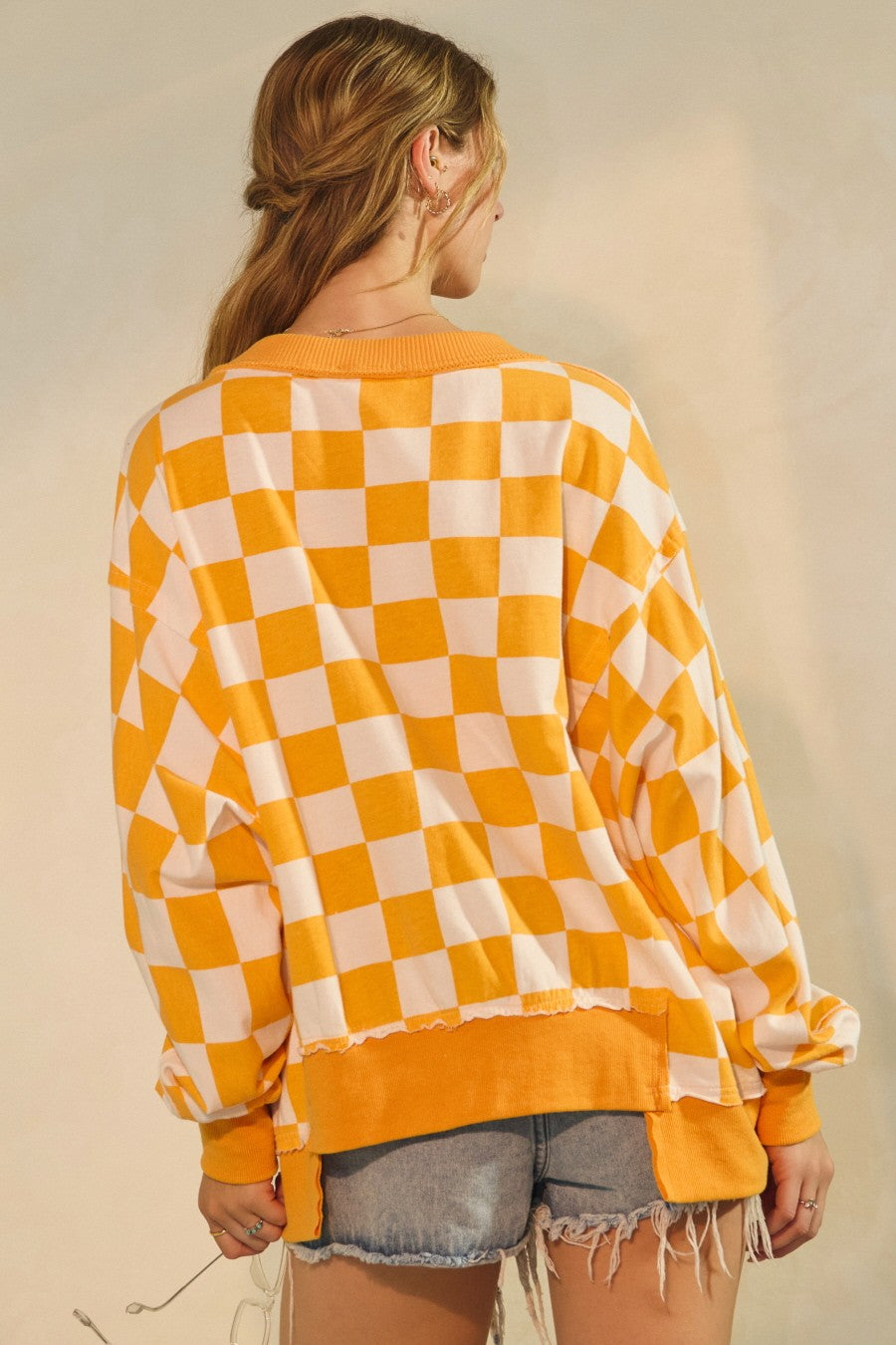 Checkerboard Oversized Sweatshirt