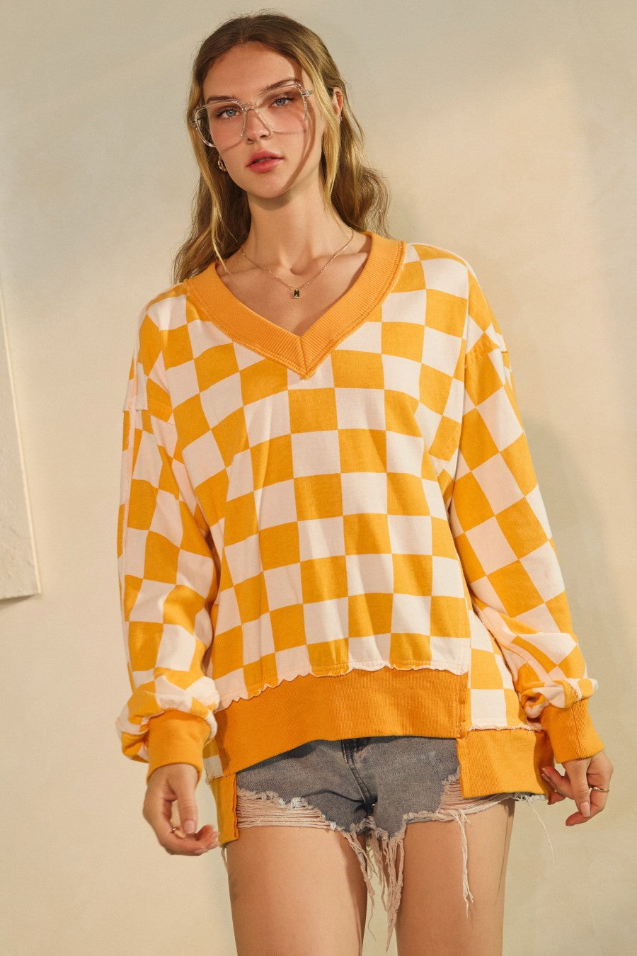 Checkerboard Oversized Sweatshirt
