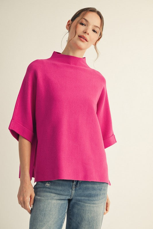 Mock Neck Soft Sweater Top