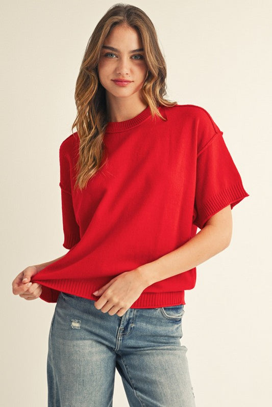 Plus Size Raw Edge Accent Comfy Sweater Top