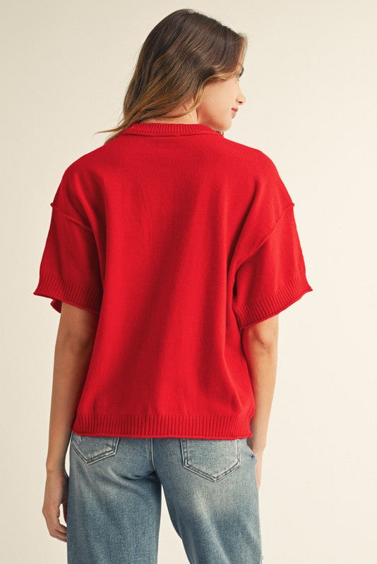 Plus Size Raw Edge Accent Comfy Sweater Top