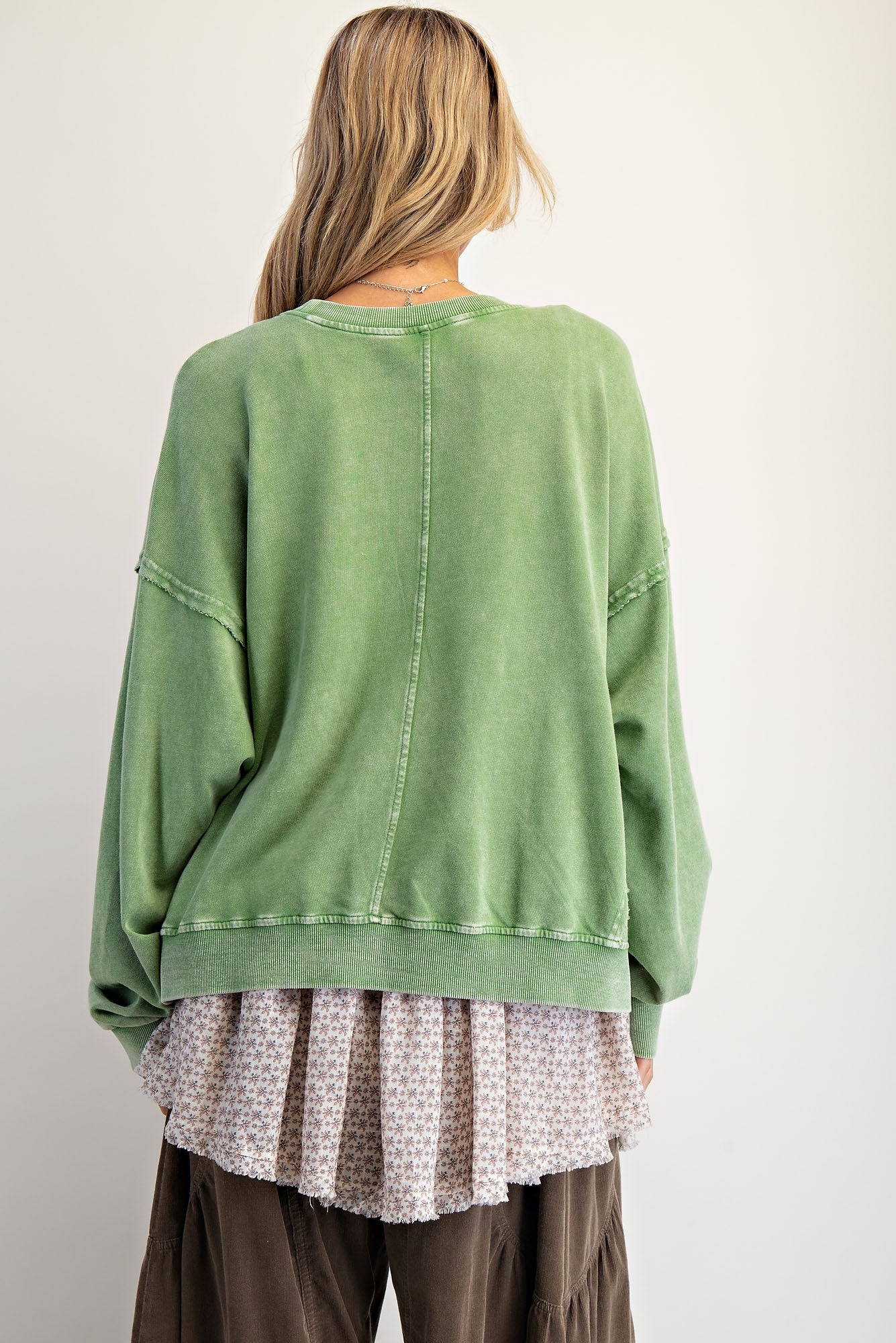 Flower Patch Washed Terry Knit Pullover