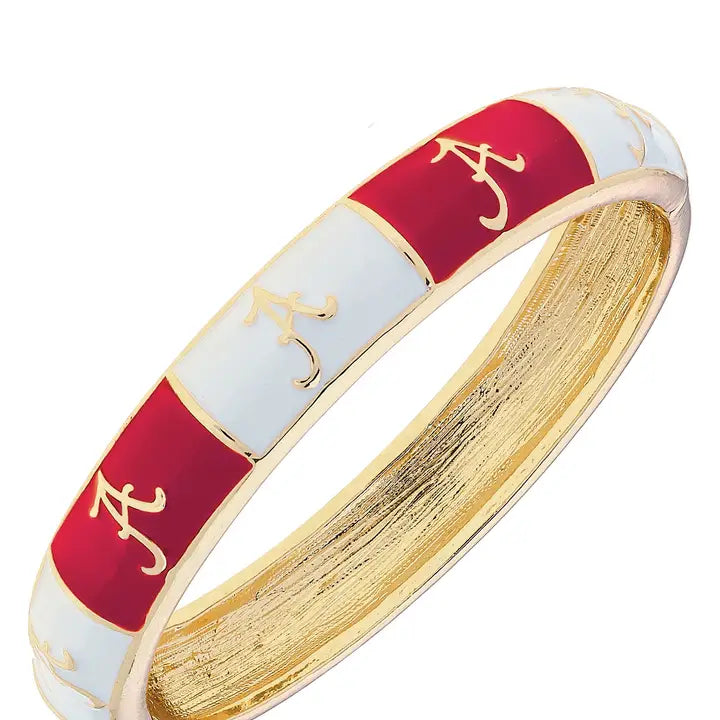 Alabama Crimson Tide Sculpted Enamel Checkered Hinge Bangle