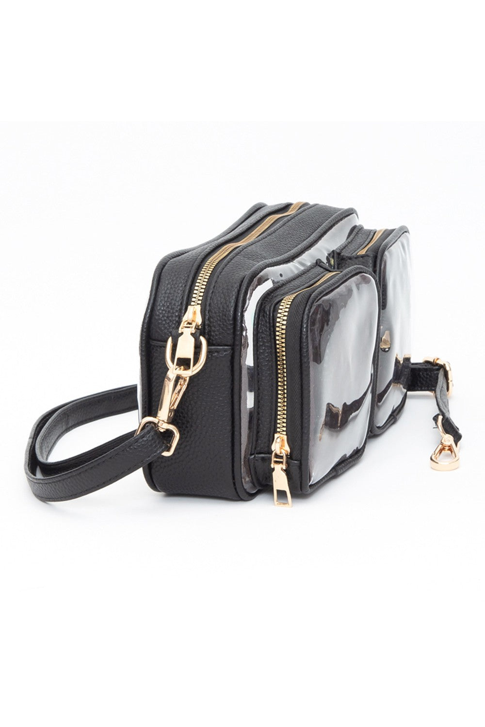 Dual Pocket Faux Leather Transparent Crossbody Bag
