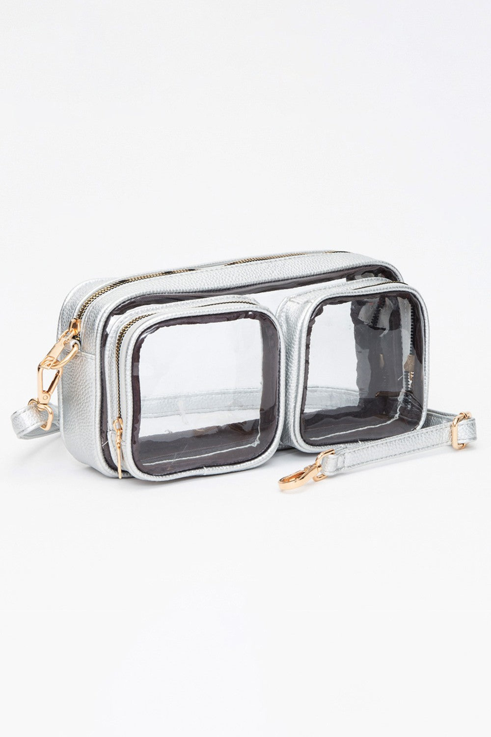 Dual Pocket Faux Leather Transparent Crossbody Bag