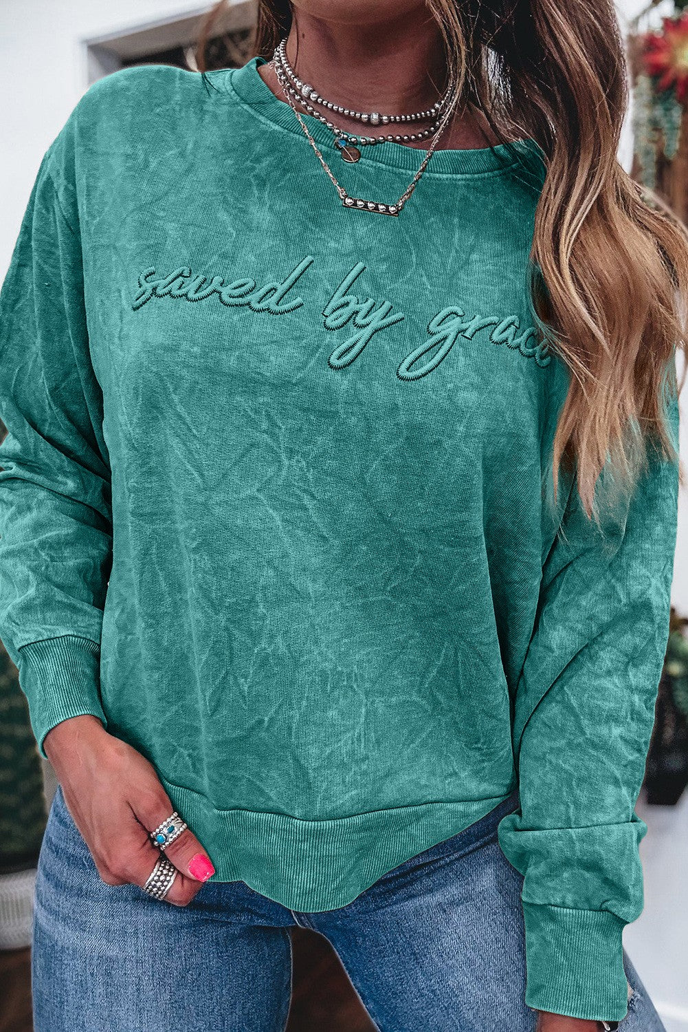 Saved By Grace Embroidery Mineral Wash Loose