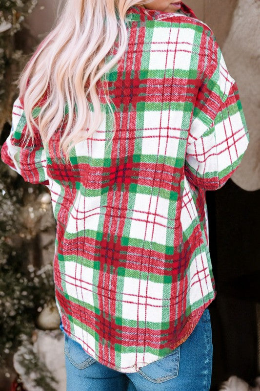 Christmas Plaid Button Down Flannel Shacket