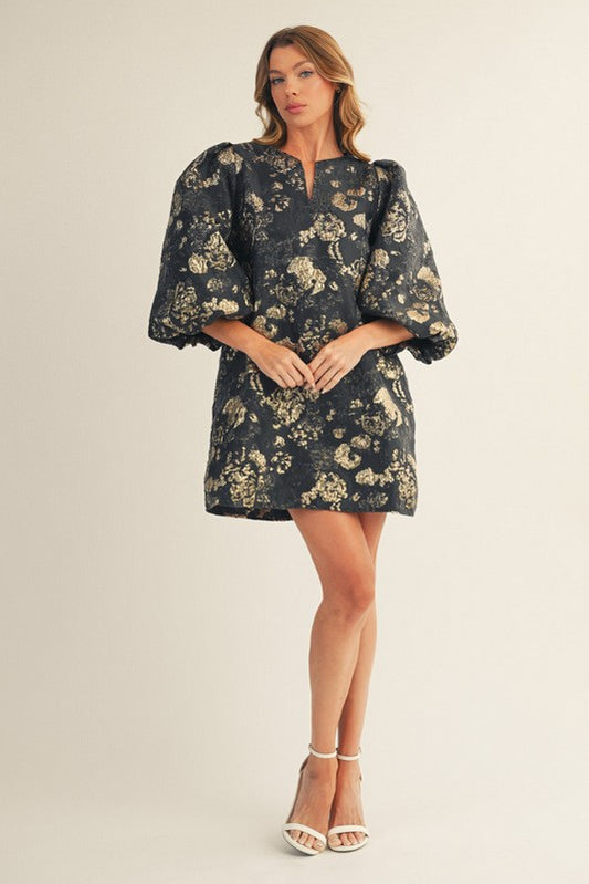 Floral Jacquard Shift Dress