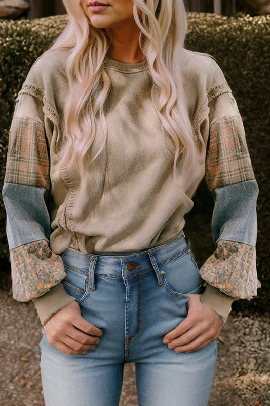 Plaid Sleeve Top