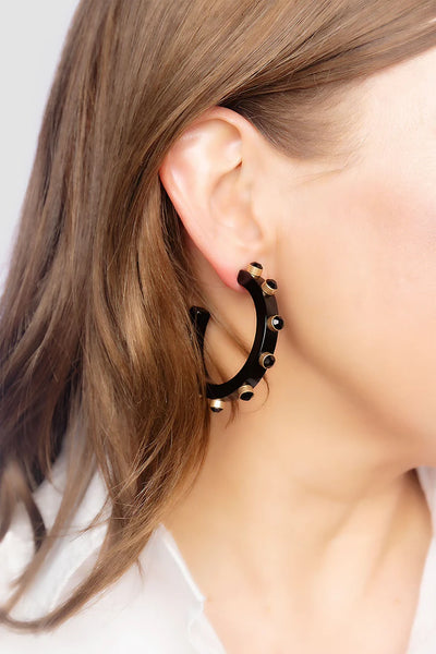 Renee Resin and Rhinestone Hoop Earrings